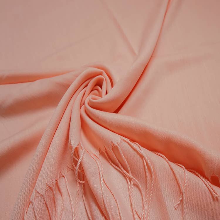 London Scarves - Plain cotton blend pashmina with tassels: Peach A29