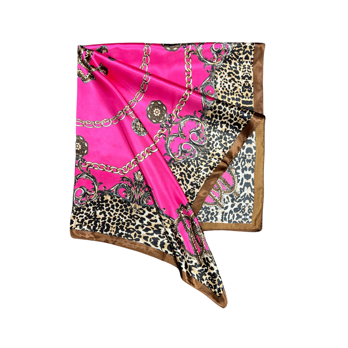 Lili Scarves - Leopard Print Pattern Silk Touch Square Scarf: Pink