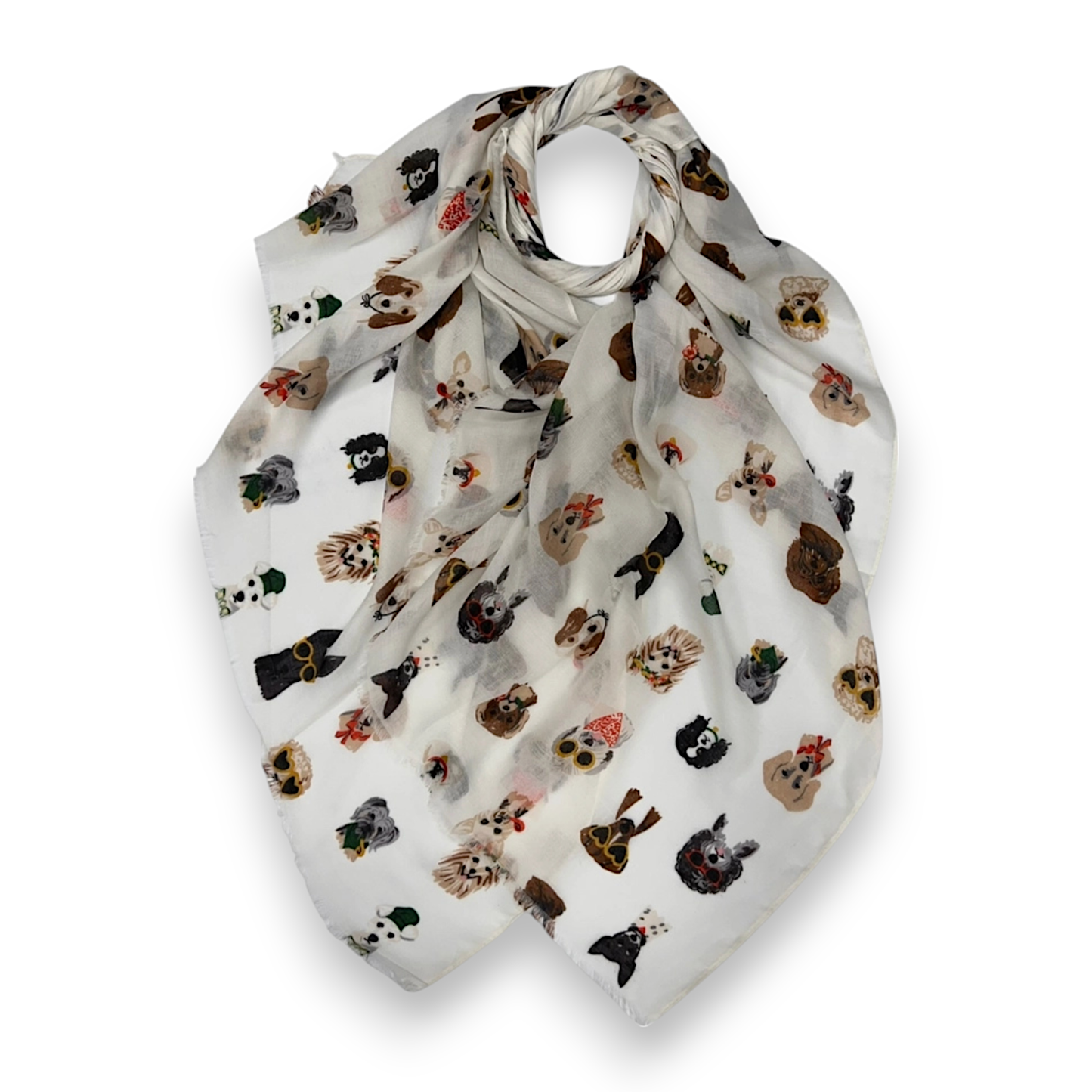 Lili Scarves - Summer Dogs Wearing Accessories Print Scarf: Pink