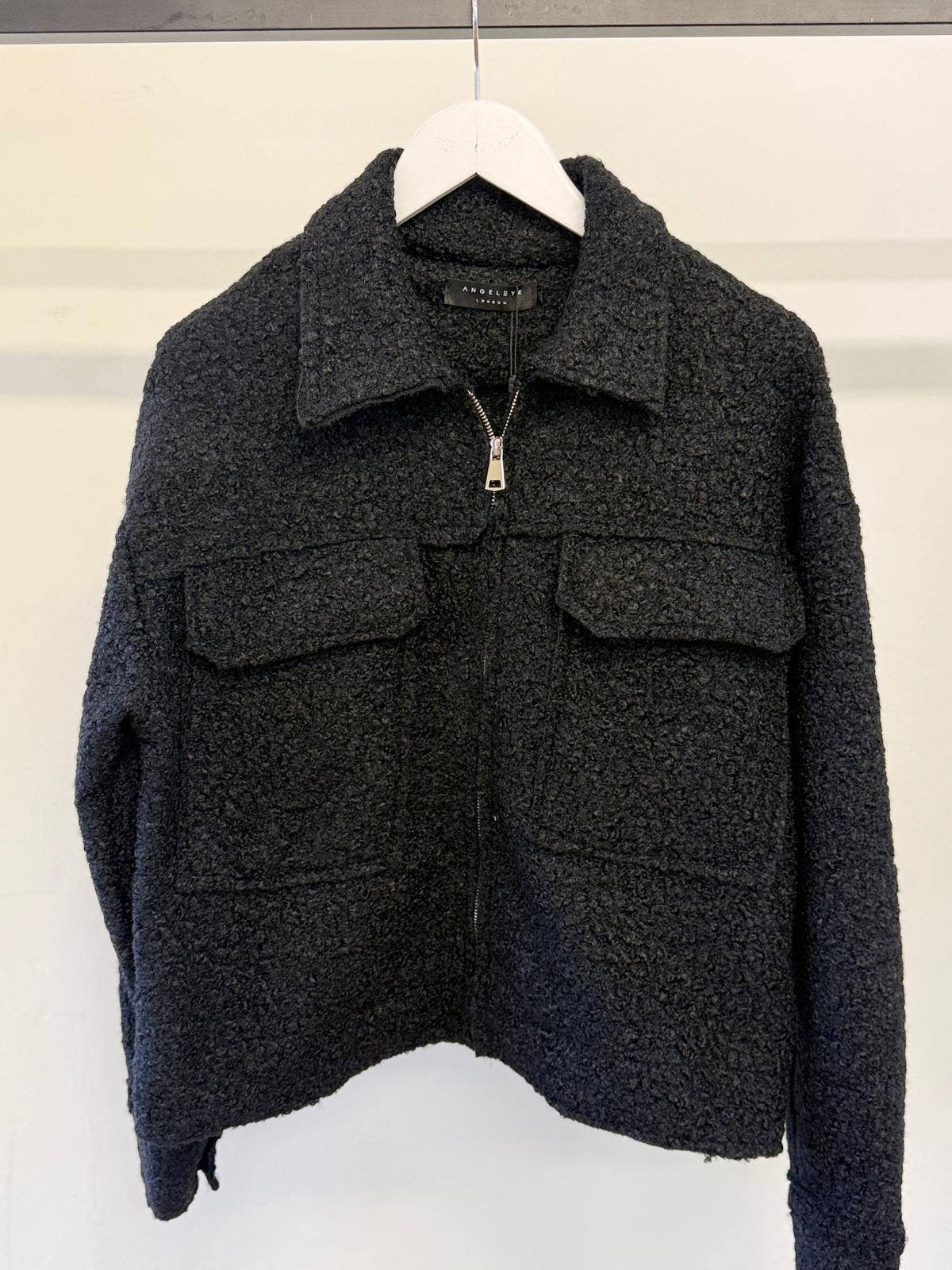 ANGELEYE - Boucle Jacket in Dark Grey with Zip: One Size