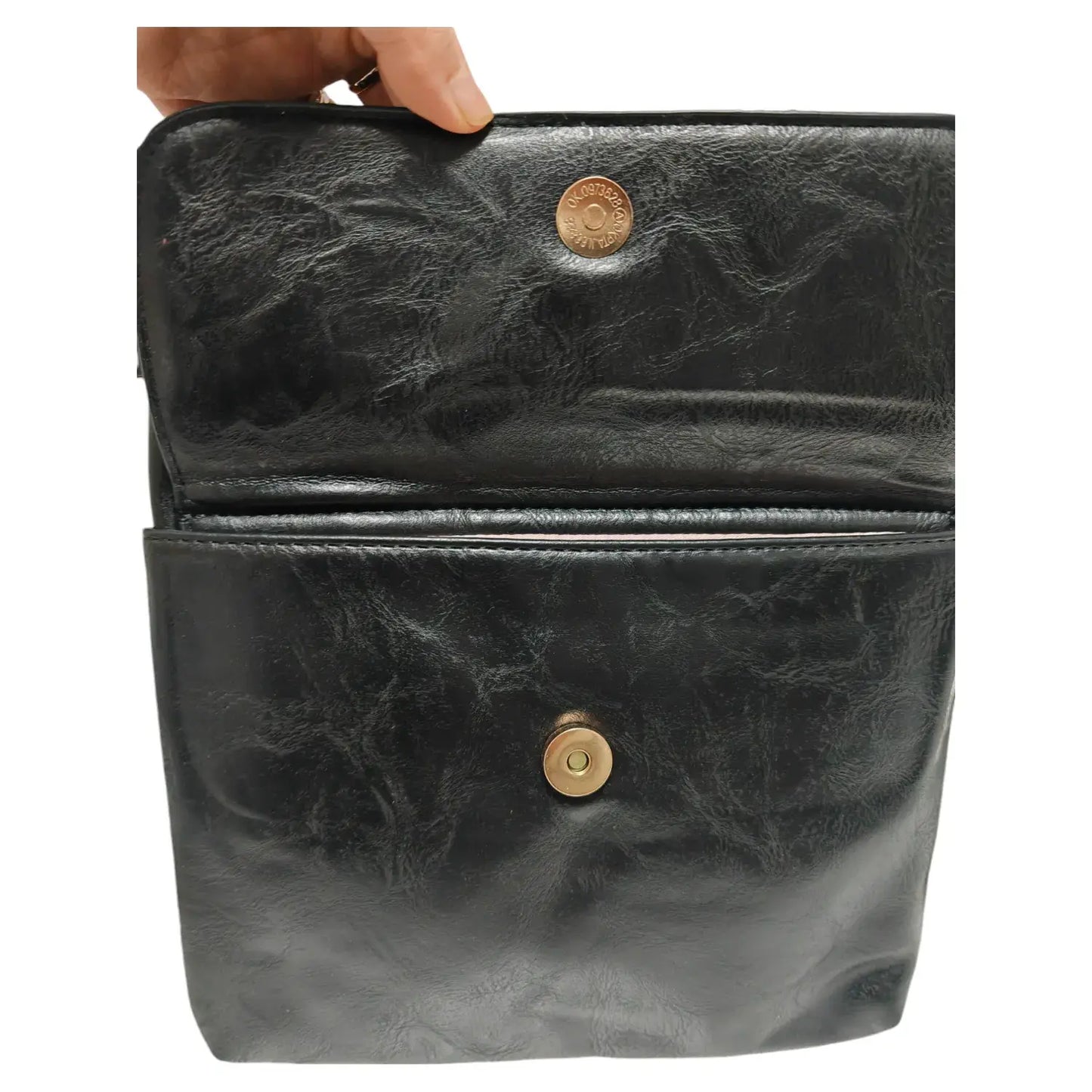 Double Zipper Multi Pocket Bee Details Cross BodyBag-9133: Black
