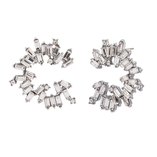 D&X Ltd - Elizabeth Crystal Post Earrings: Gold & Clear