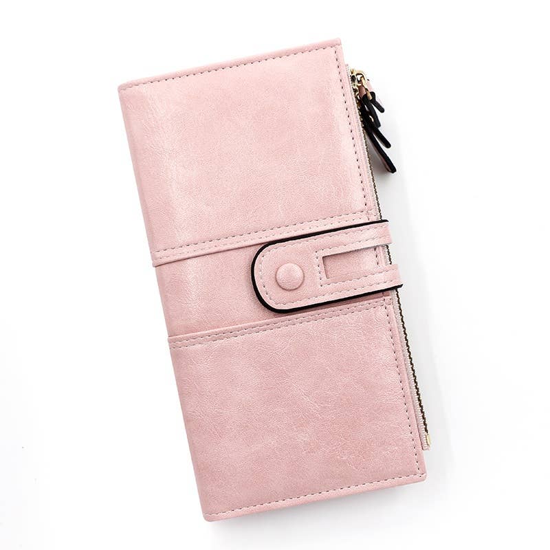 Superbia - Classic Soft 2 Zipper Long Purse with Gift Box-C113-10: Pink