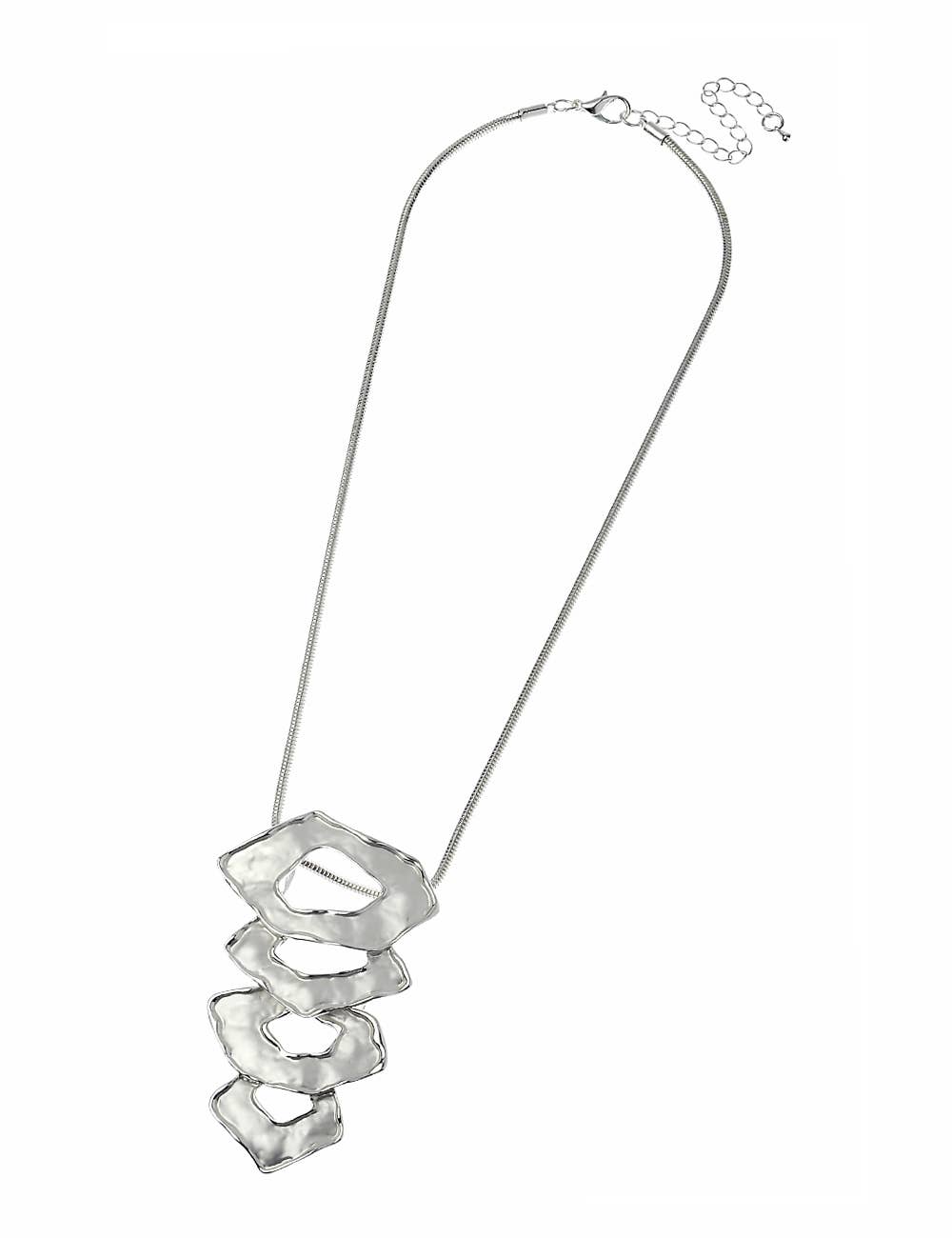 Oceanic Jewellers - Majique London - Sleek Serpent Chain Necklace With Abstract Oval Pendant: 3 Tone