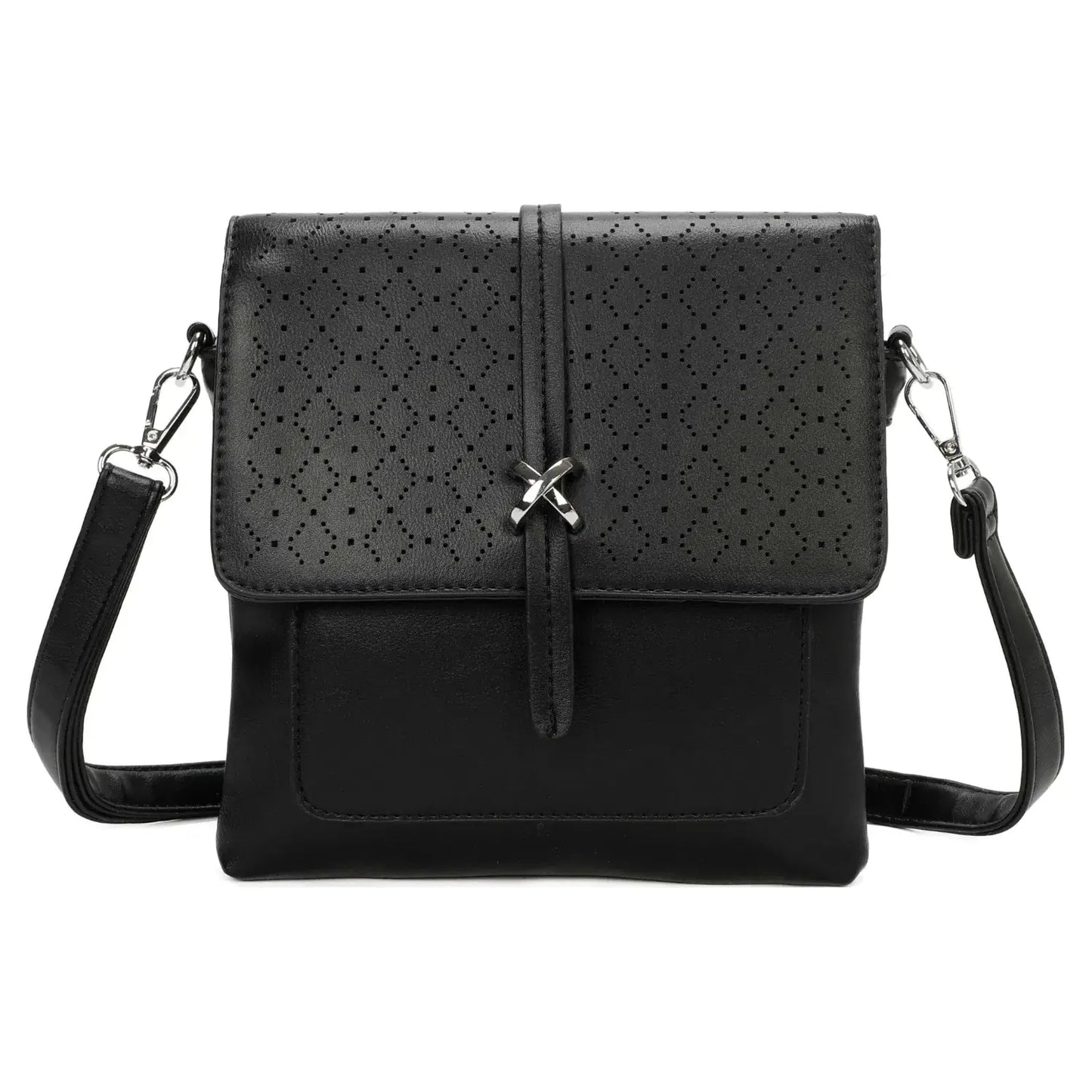 Small 3Compartment Cross Body Bag Laser Cut Shoulder Bag Cream