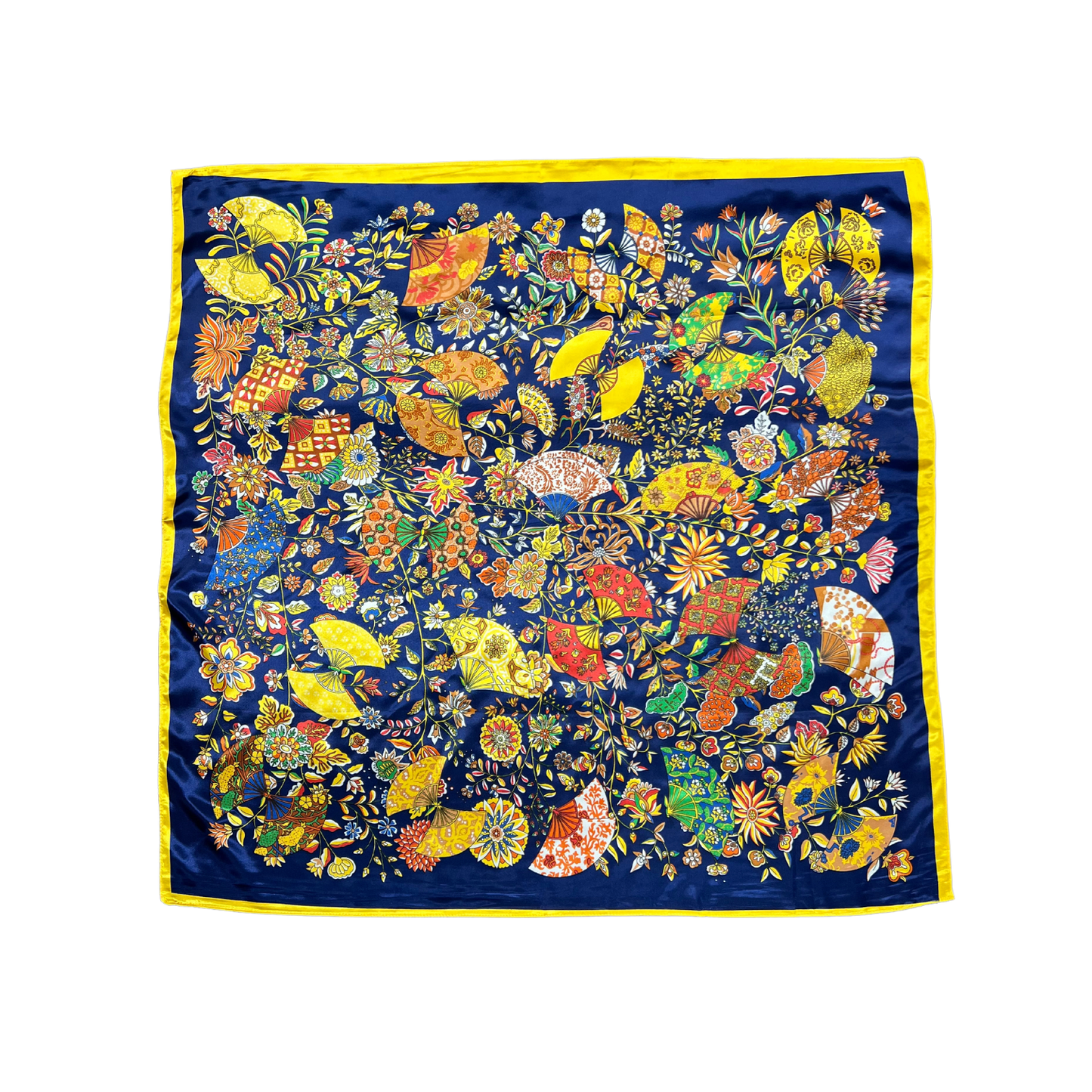 Lili Scarves - Butterfly Pattern Silk Touch Square Scarf: Orange