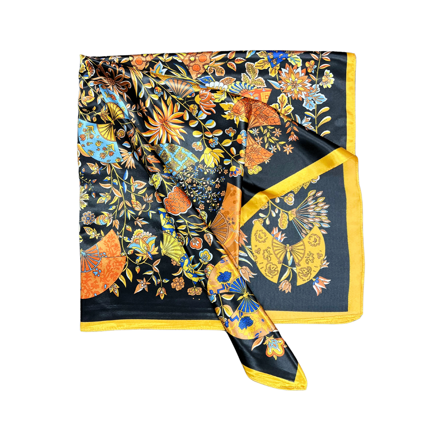 Lili Scarves - Butterfly Pattern Silk Touch Square Scarf: Yellow