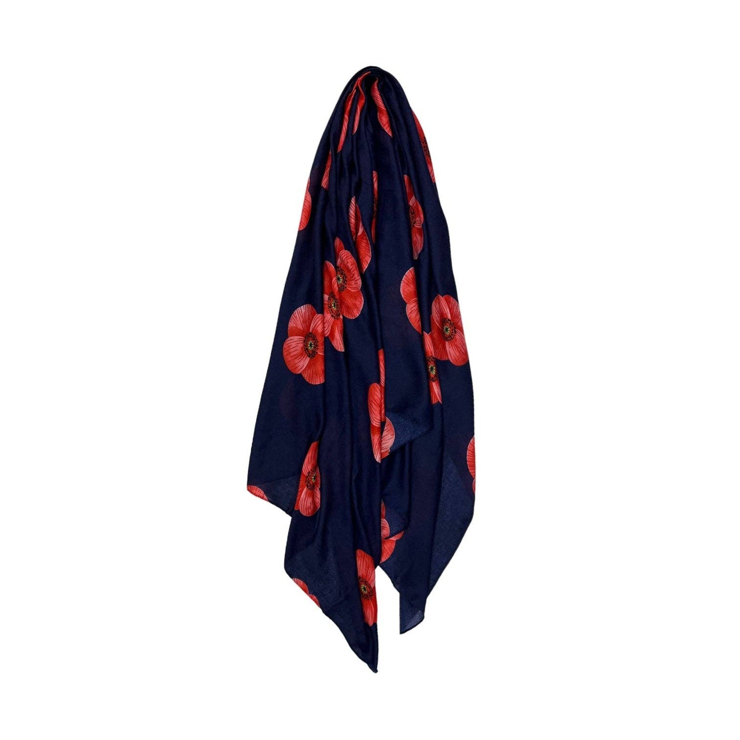 Lili Scarves - Poppy Printed Scarf: Navy