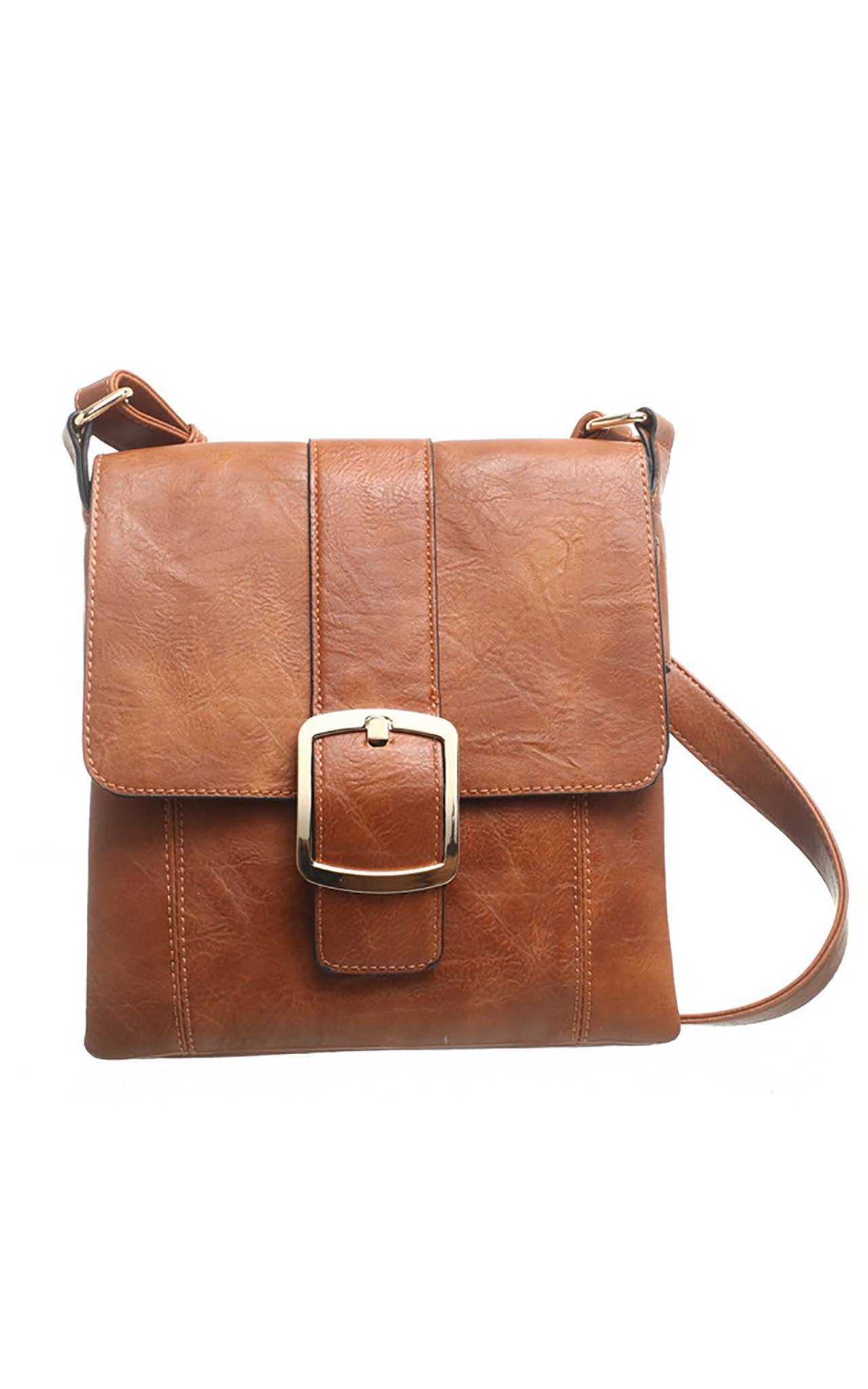 Bessie London - CLASSIC FLAP OVER BUCKLE CROSS BODY BAG: GREY