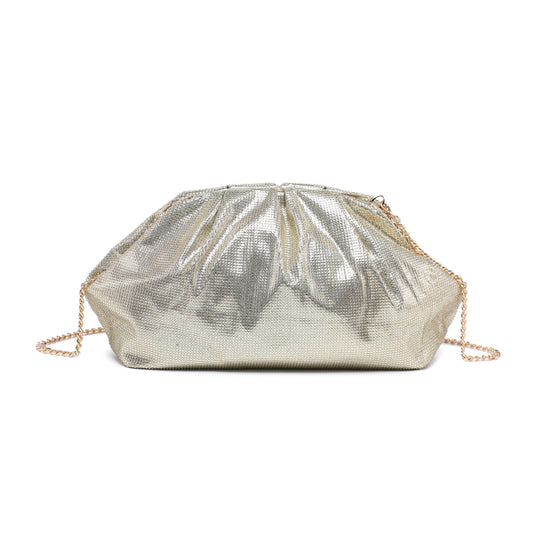 Kiss Clasp Soft Shimmery Cross Body Bag: Silver