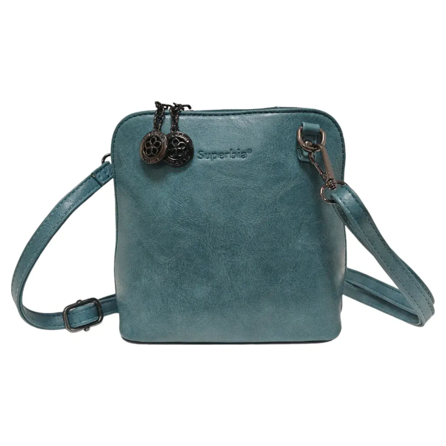 Superbia - Superbia Pewter Hardware Small Box Zip Around Cross Body Bag: Hot Pink