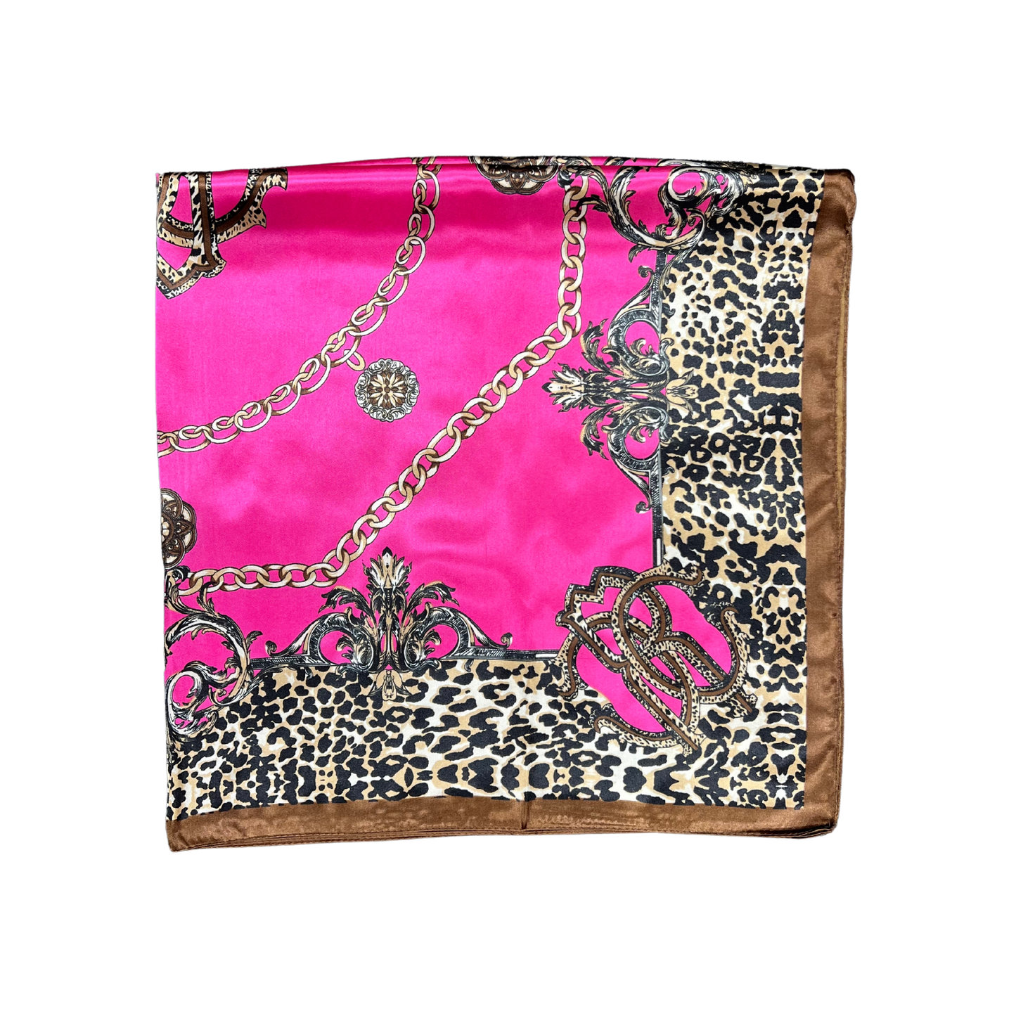 Lili Scarves - Leopard Print Pattern Silk Touch Square Scarf: Pink