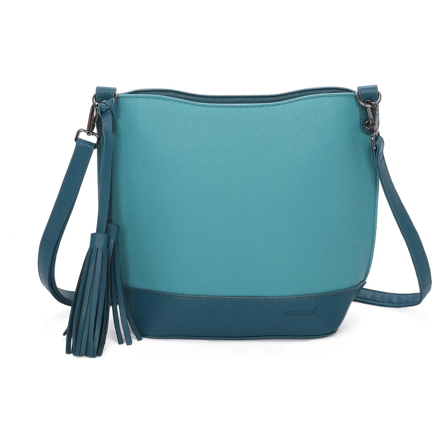 Medium Size Classic Shoulder Bag Cross Body Bag with Tassel: Navy