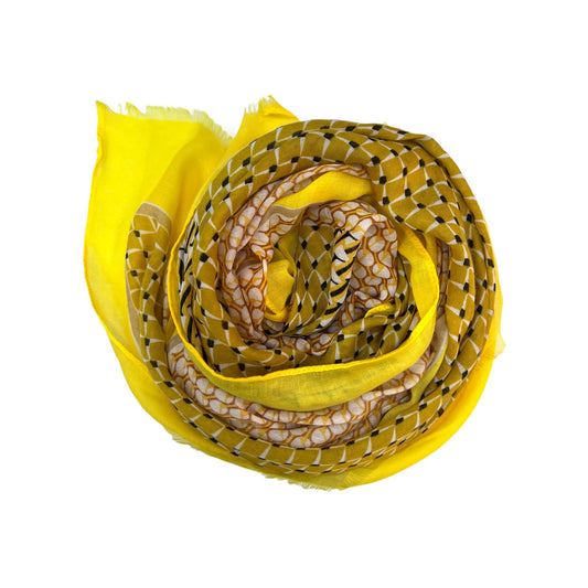 London Scarves - Abstract mosaic colourful print cotton mix scarf