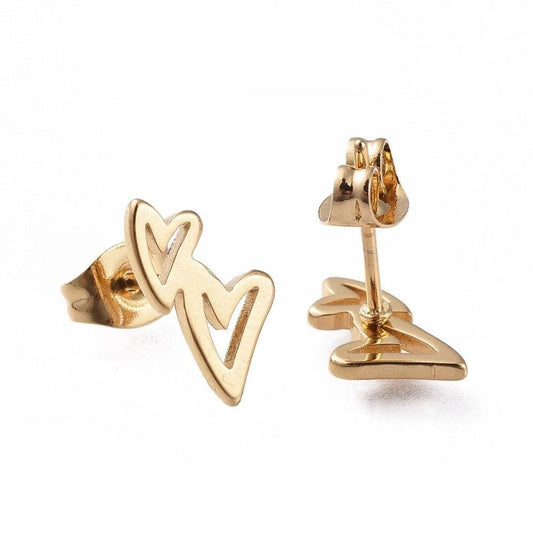 WishStrings - SALE - Gold Hearts - Stud Earrings - S080