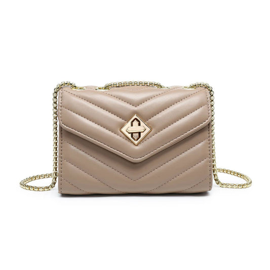 Crossbody bag with quilted pattern & twist turn lock: Blue