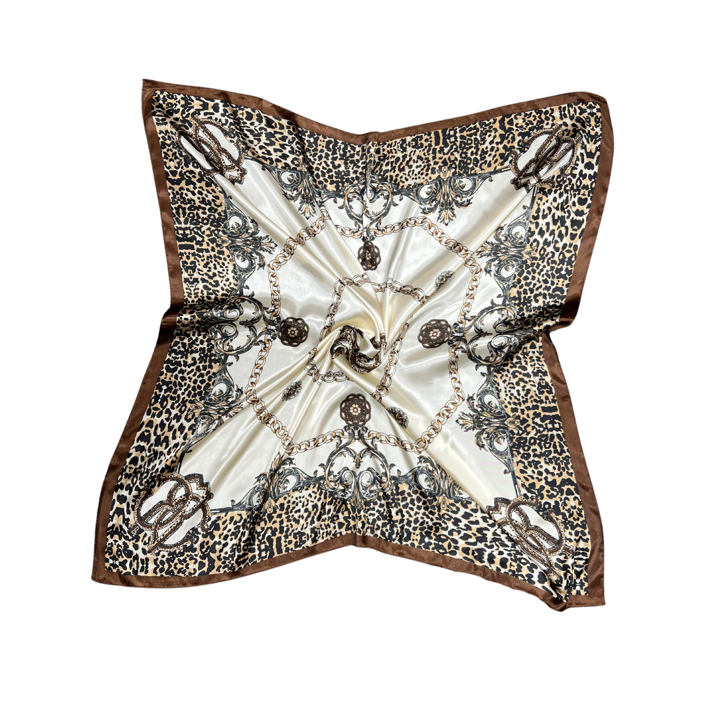 Lili Scarves - Leopard Print Pattern Silk Touch Square Scarf: Pink