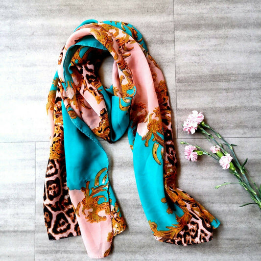 Superbia - Small  Floral Chiffon Light Weight Neck Scarf -C3032 : Orange