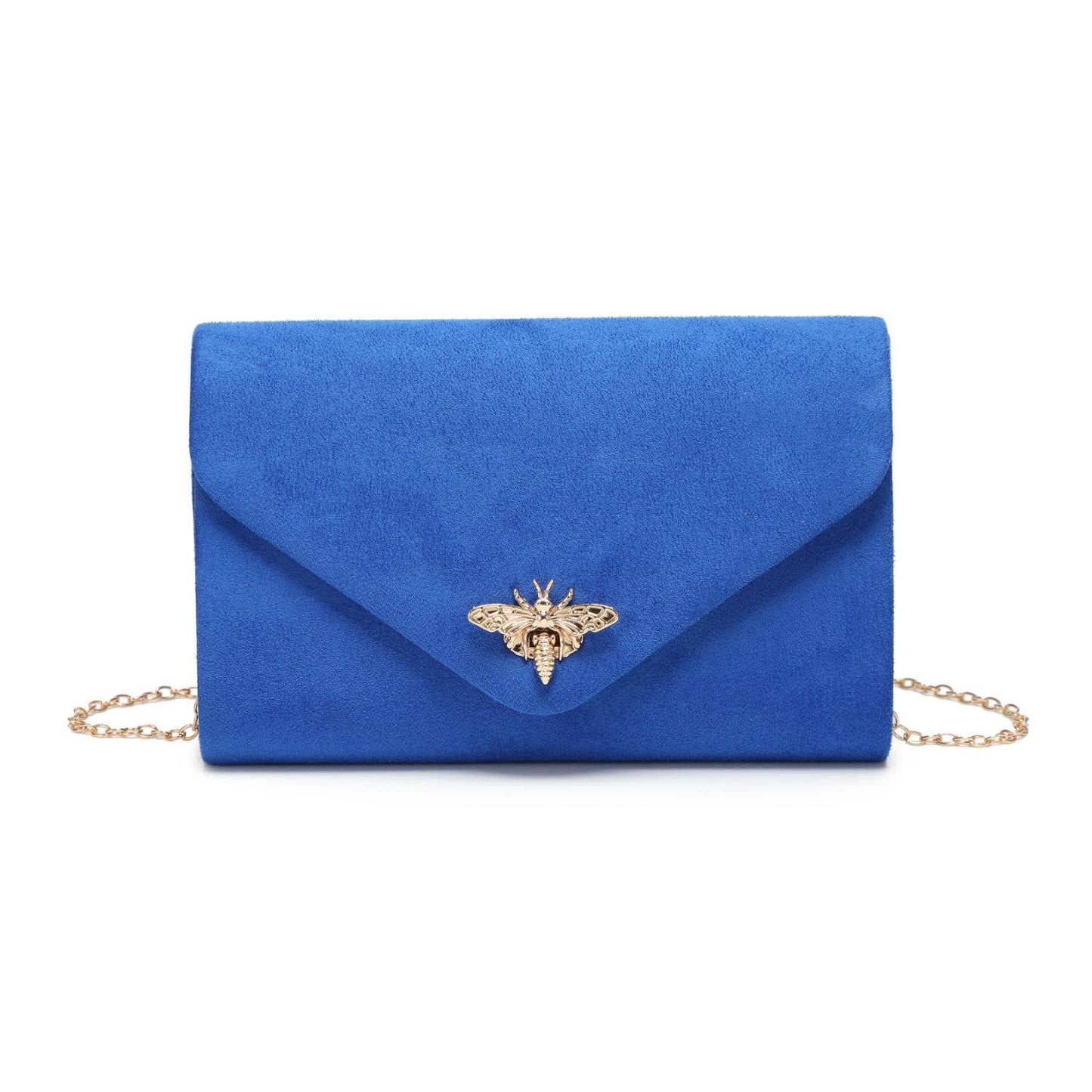 Suede Clutch bag with bee shaped clasp: Ivory