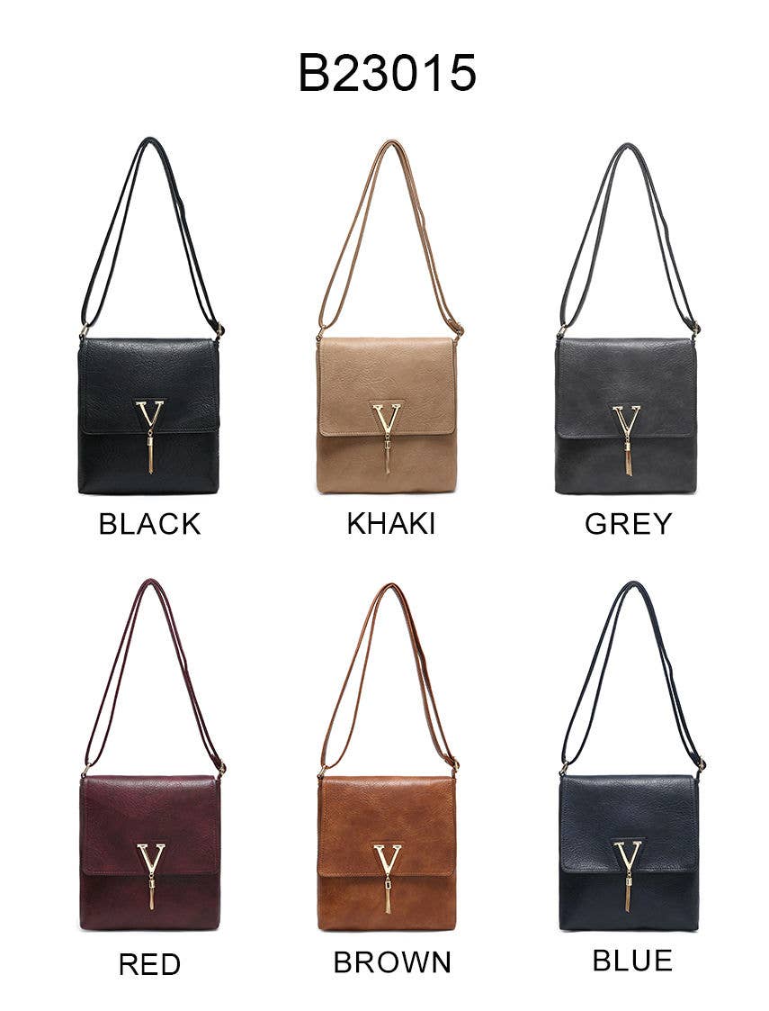 Cross Body Handbag with flap over cover: Black