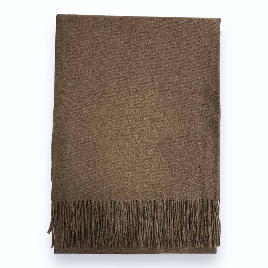 Lili Scarves - Classic Plain Cashmere Blend Scarf with Tassels: Fusia