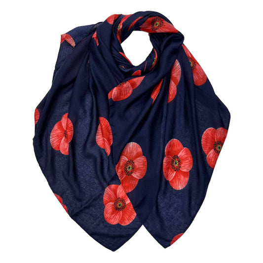 Lili Scarves - Poppy Printed Scarf: White