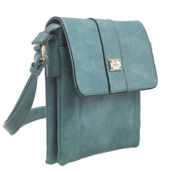 Bessie London - TWO-POCKET BESSIE CROSS BODY BAG: GREY