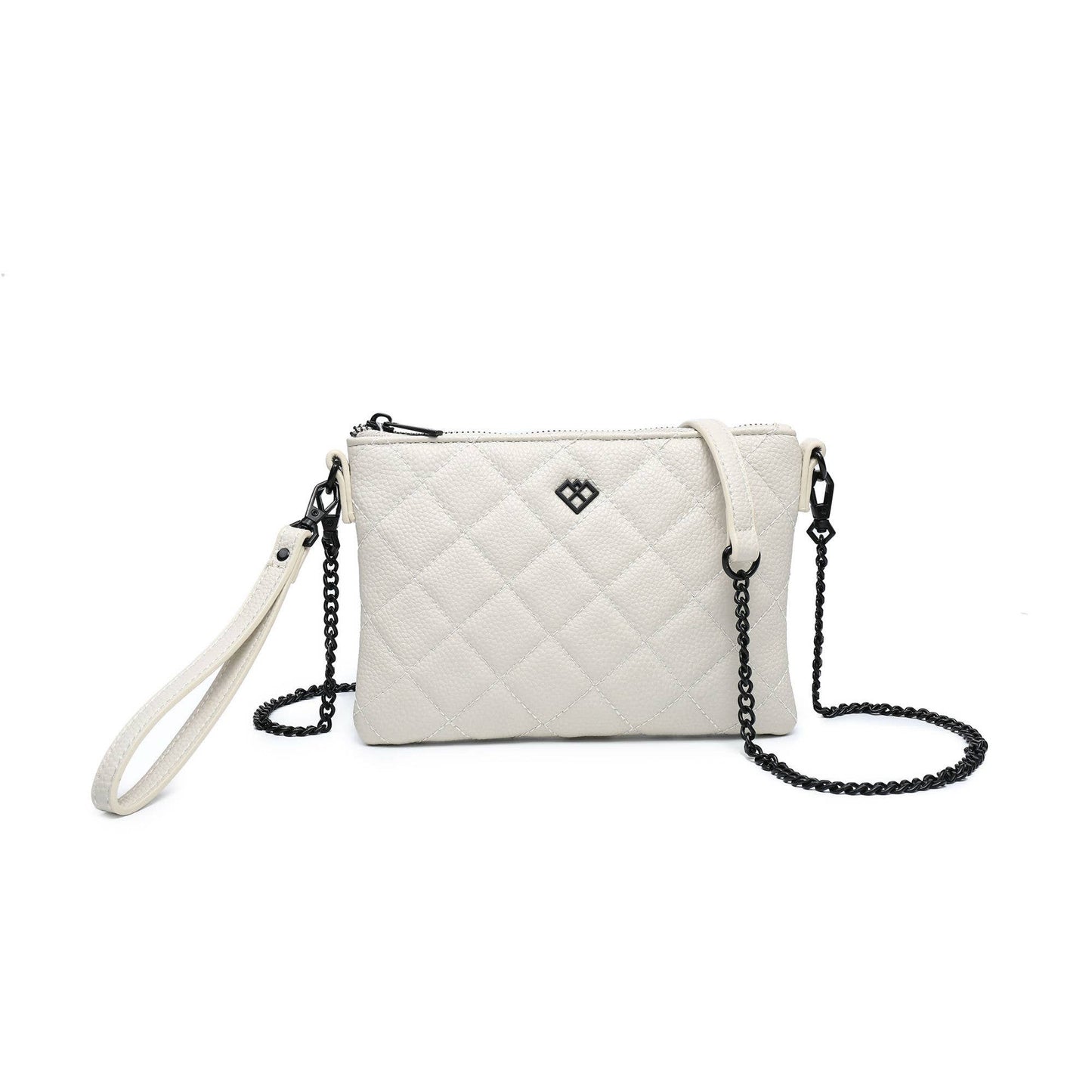 Quilted Diamand Pattern Grab Bag/ Crossbody Bag: Black