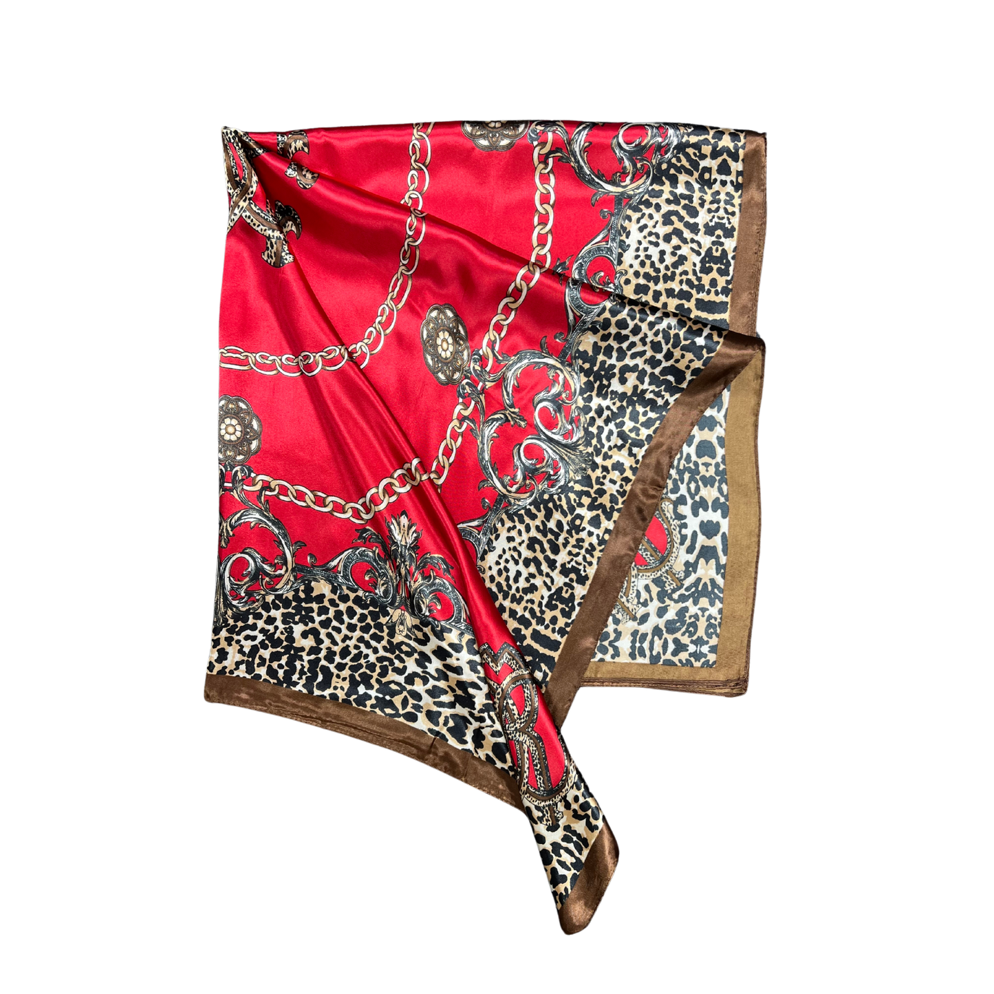 Lili Scarves - Leopard Print Pattern Silk Touch Square Scarf: Pink