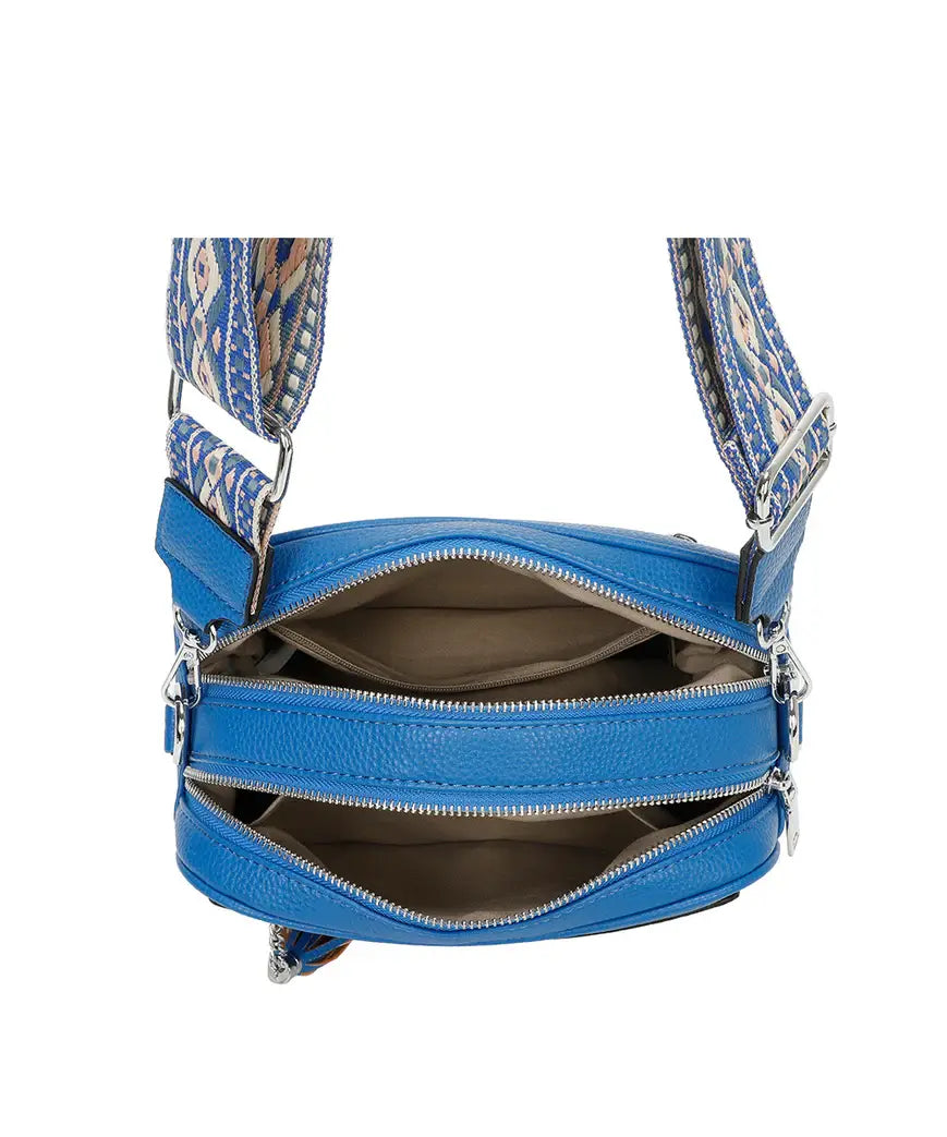 Strathurie - Ladies Fuchsia Crossbody Camera Style Box Bag 2 Zip 0623S