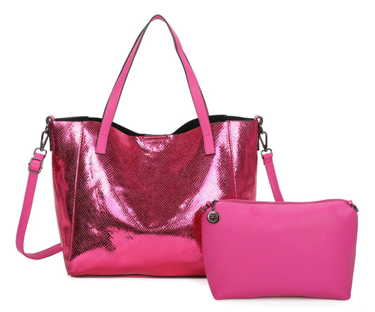 Superbia - Superbia  Shining Tote 2 in 1 Bag in Bag Travel Bag-9335: Silver