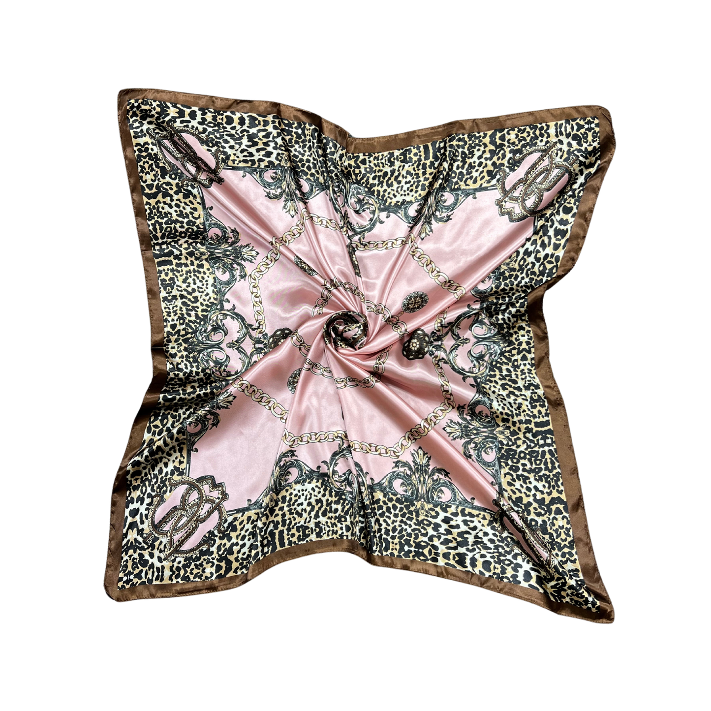 Lili Scarves - Leopard Print Pattern Silk Touch Square Scarf: Pink