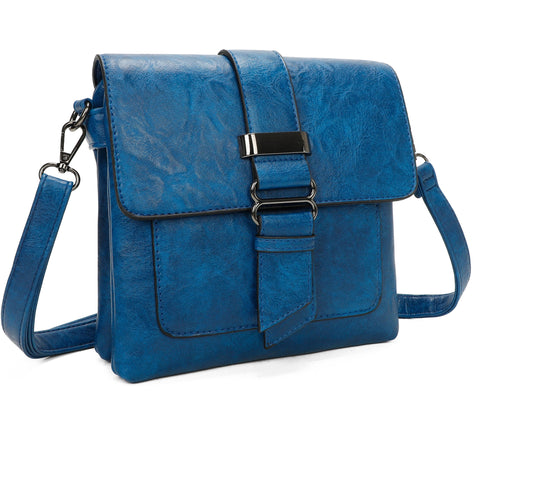 Small Medium Size 3 Compartment Cross Body Bag Shoulder Bag: Navy