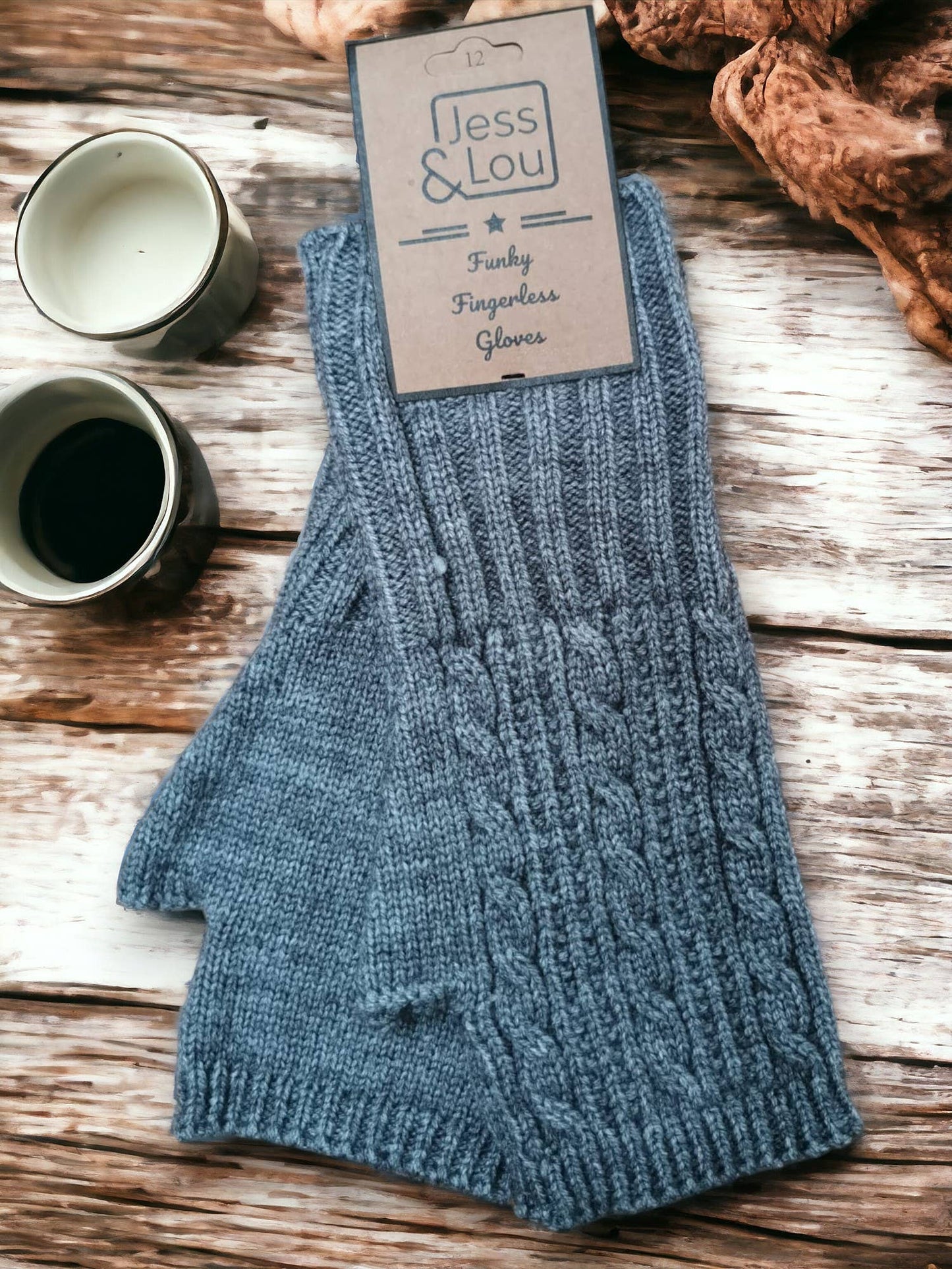 Jess & Lou - Cosy Fingerless Cable Knit Gloves – Warm & Stylish : Purple