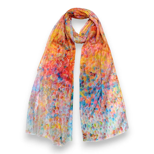 Lili Scarves - Vibrant Mosaic Print Scarf: Blue