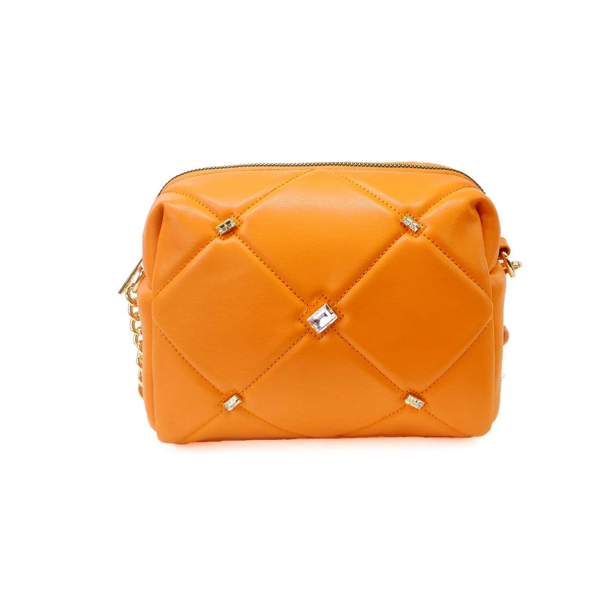 Crossbody with quilted check pattern and diamantes: Clay