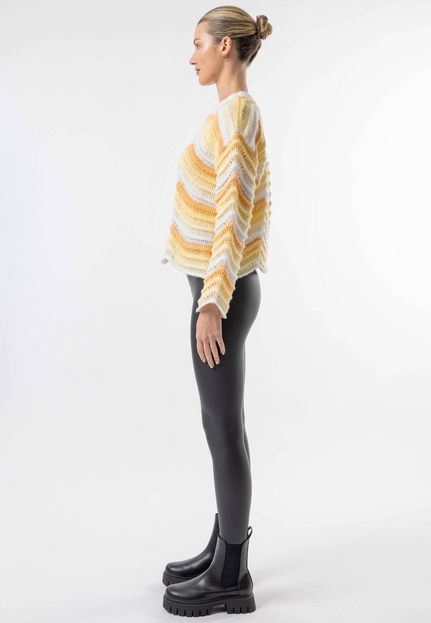 ANGELEYE - Wavy Yellow Ombre Knit Jumper: Yellow / L