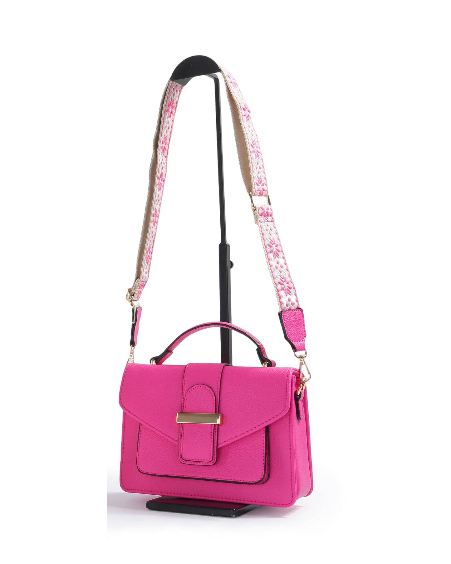 Crossbody/Grab bag with pocket on the front and buckle: Black