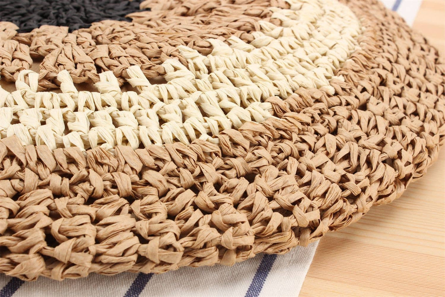Superbia - Large Multicolor Eyes Patterns Straw Bag Shoulder Bag-CL-32: Brown