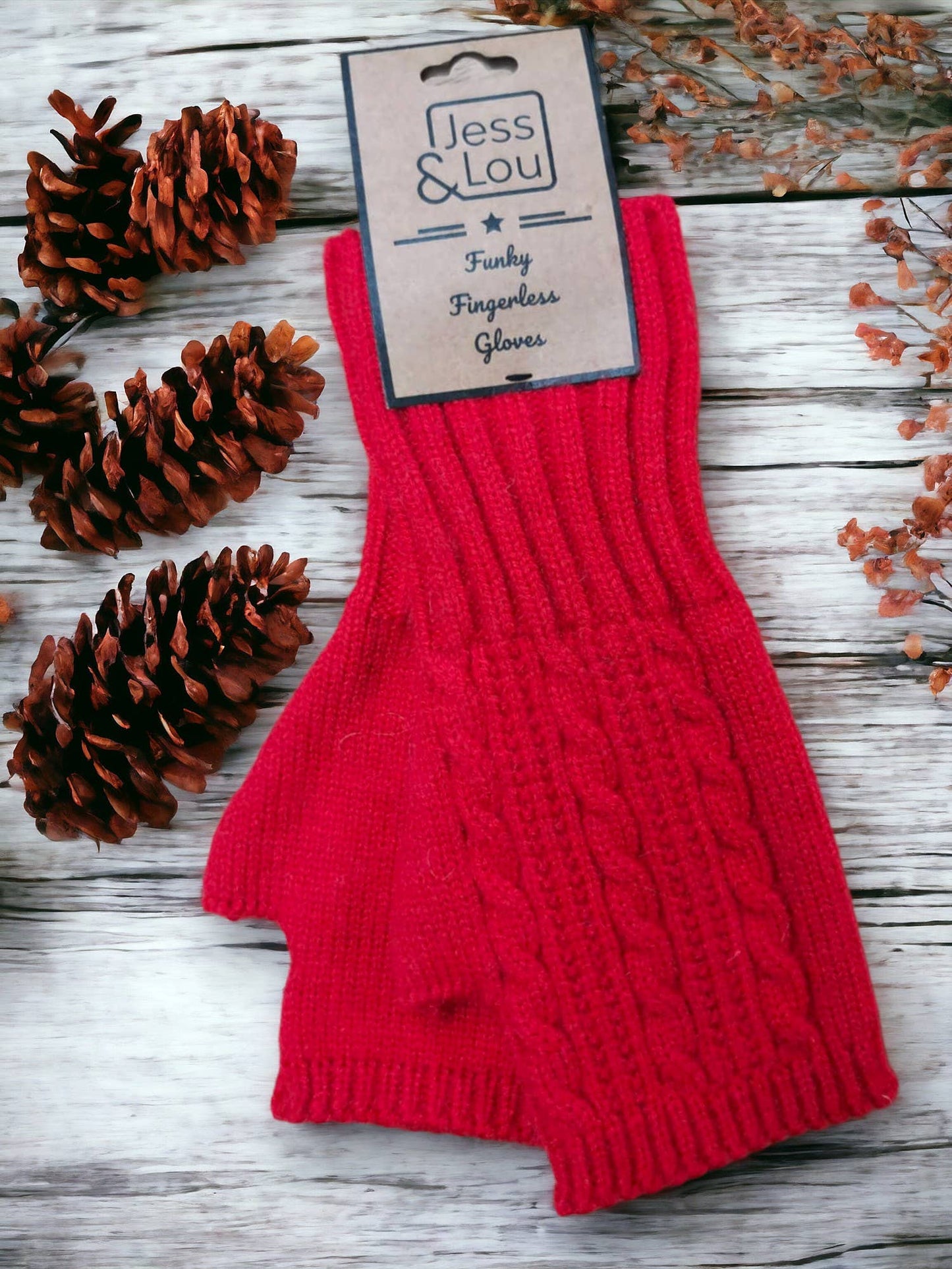 Jess & Lou - Cosy Fingerless Cable Knit Gloves – Warm & Stylish : Purple