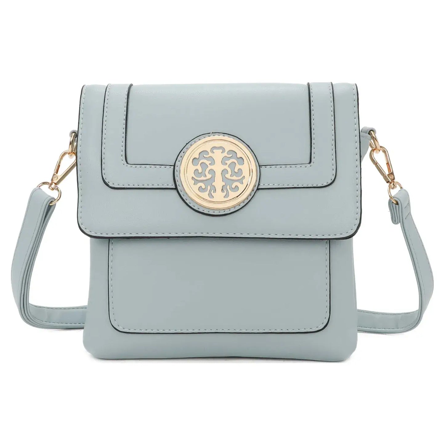 Small 3 Compartment Cross Body Bag Shoulder Bag- Black