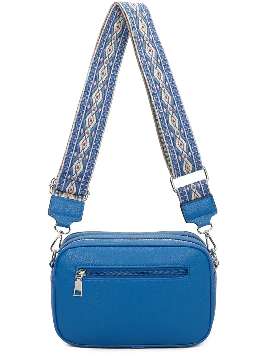 Strathurie - Ladies Fuchsia Crossbody Camera Style Box Bag 2 Zip 0623S