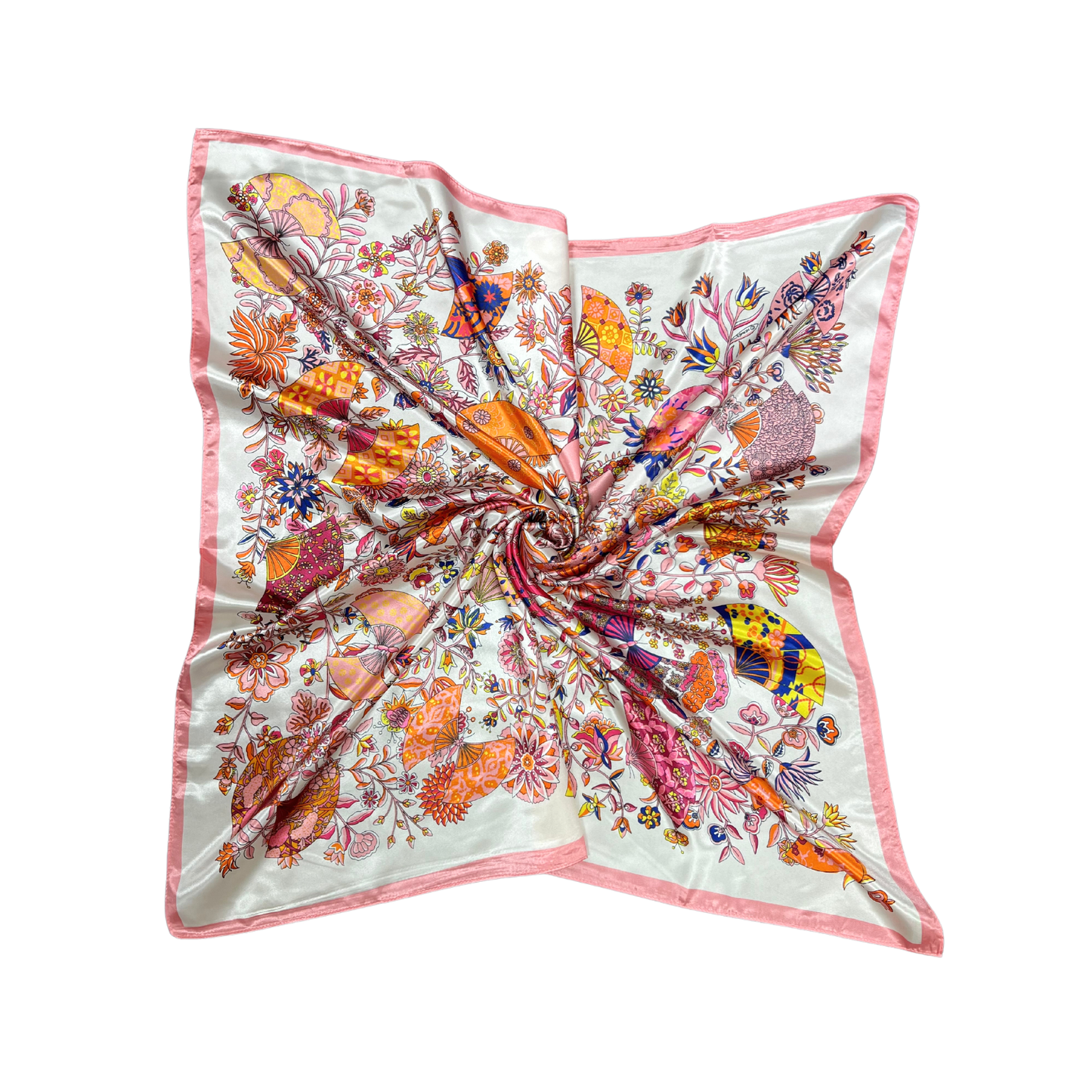 Lili Scarves - Butterfly Pattern Silk Touch Square Scarf: Orange