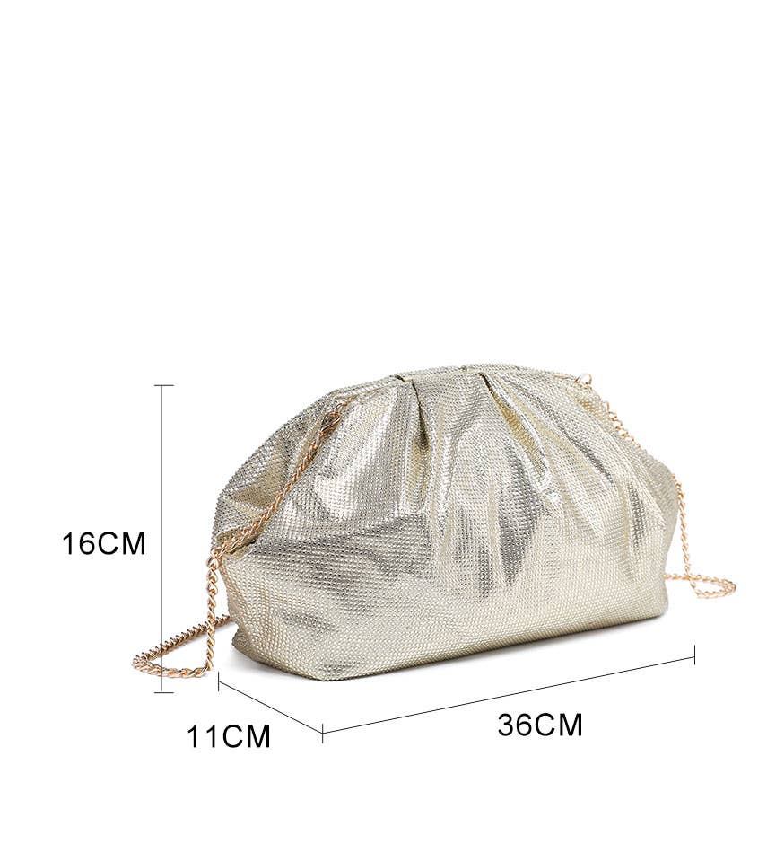 Kiss Clasp Soft Shimmery Cross Body Bag: Silver