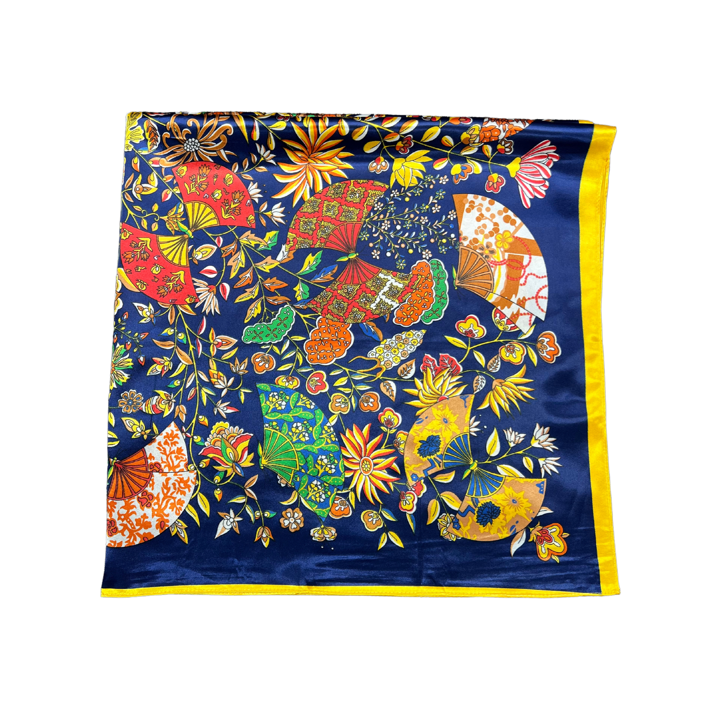 Lili Scarves - Butterfly Pattern Silk Touch Square Scarf: Yellow