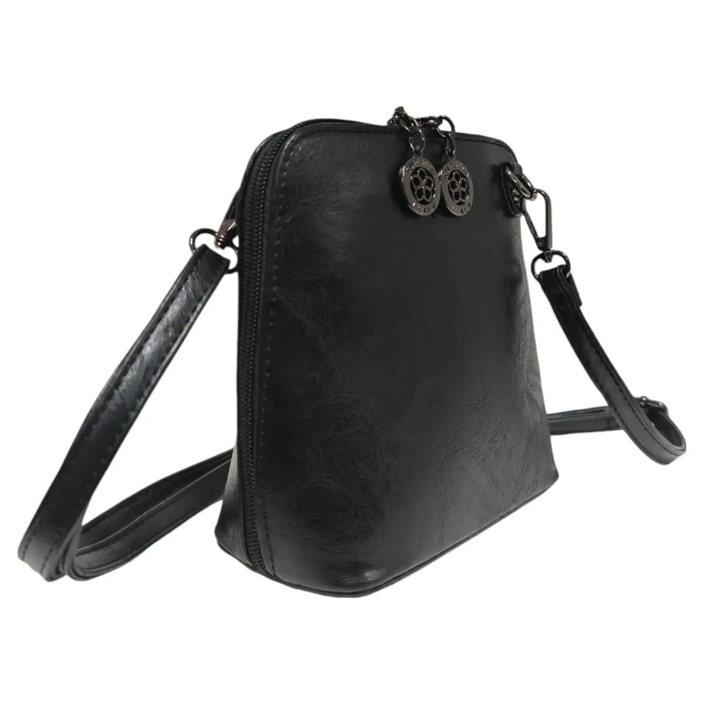 Superbia - Superbia Pewter Hardware Small Box Zip Around Cross Body Bag: Navy