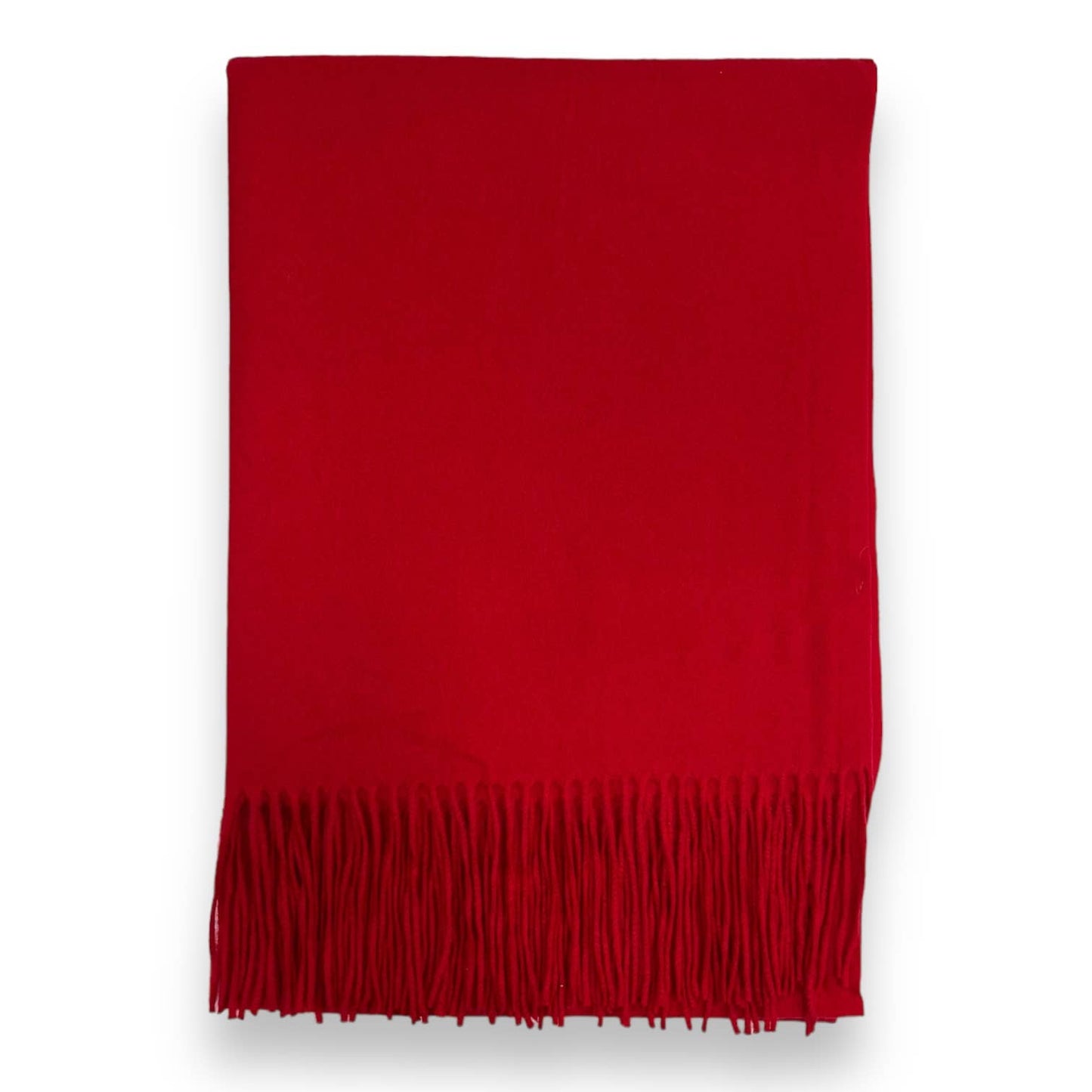 London Scarves - Classic Plain wool Blend with Tassels 300 gr + : Red