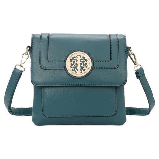 Small 3 Compartment Cross Body Bag Shoulder Bag- Black