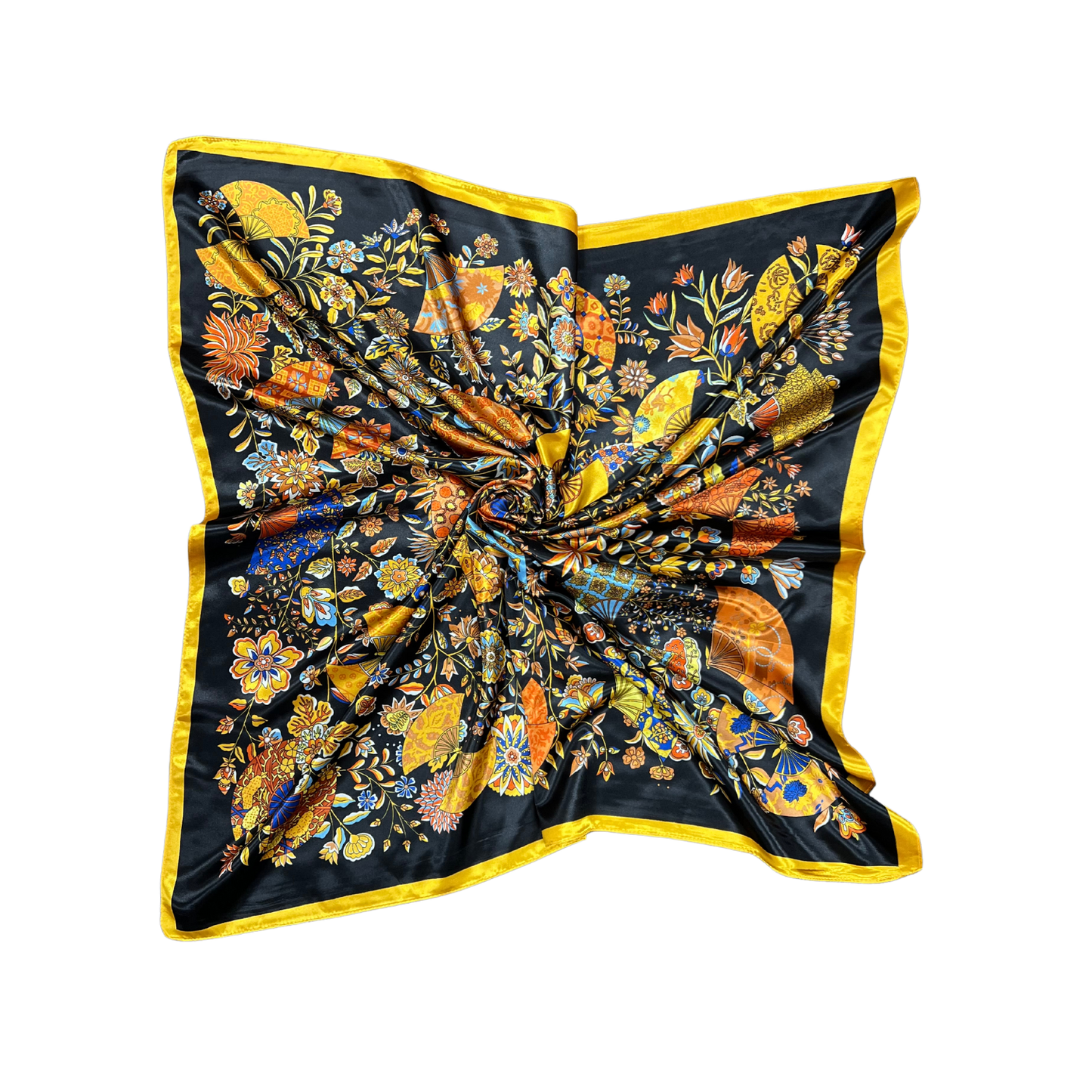 Lili Scarves - Butterfly Pattern Silk Touch Square Scarf: Yellow