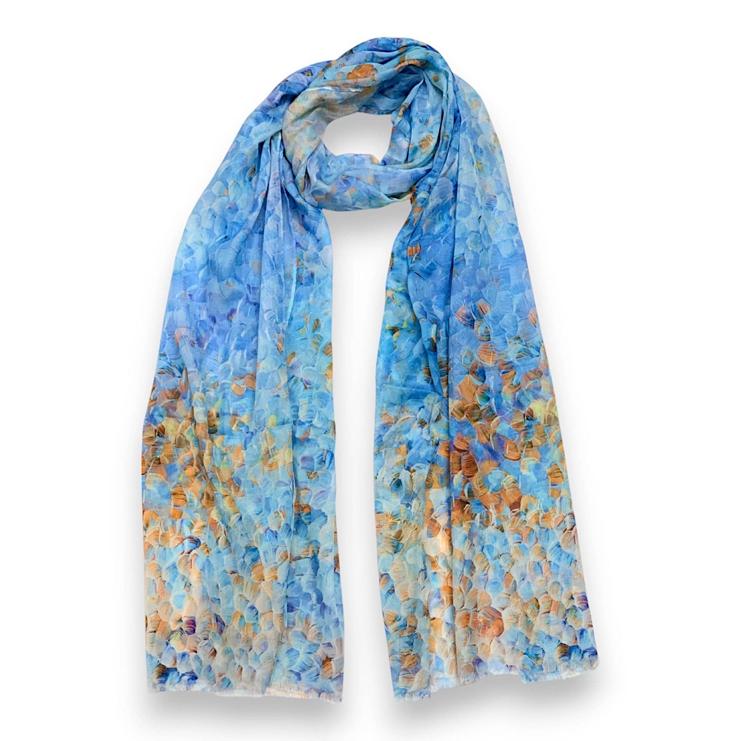 Lili Scarves - Vibrant Mosaic Print Scarf: Blue